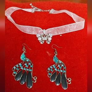 💥Elegant Butterfly Necklace and Peacock Earrings Set